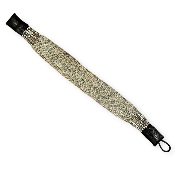 Johnny Was Genuine Silver Bohemian Bracelet Double Chain Link NEW Button Closure - Picture 2 of 9